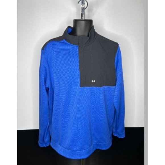 2XL XXL Under Armour Men's Electric Blue/Black 1/4 Zip Storm Sweater Golf Top - Picture 4 of 5